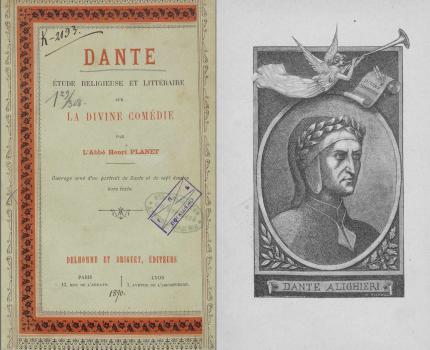 Титульный лист и портрет Данте из издания «Dante: Étude religieuse et littéraire sur la Divine comédie». 1890