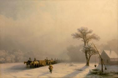 Ivan Aivazovsky. Winter Caravan on the Road