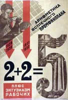 Арифметика встречного промышленно-финансового плана плюс энтузиазм рабочих. Плакат. 1931