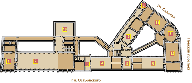 План второго этажа Главного здания РНБ