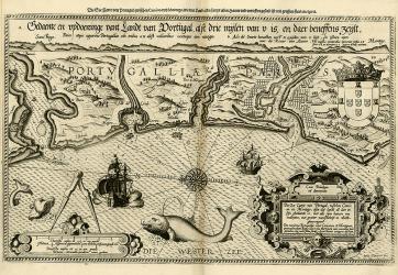 Карта побережья Португалии из издания «Spieghel der Zeevaert» (Зеркало Мореплавания, 1584) – первого печатного морского атласа. 