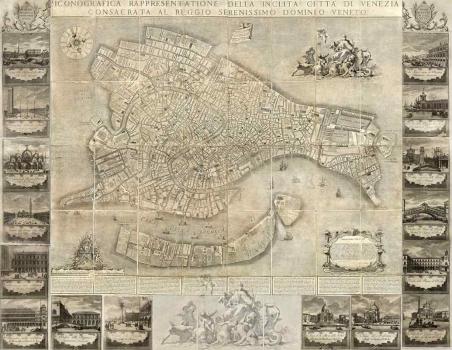 Копия (с изменениями) настенного (большеформатного) плана Венеции, созданного Л. Уги  по первым топографическим съемкам города. 1779