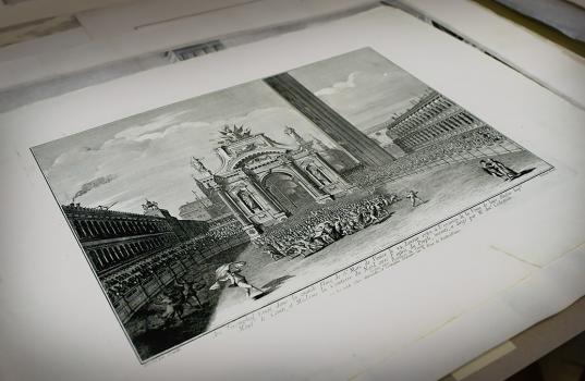 А. Баратти  по оригиналу Гранди. Триумфальная арка на площади Св. Марка в Венеции 24 января 1782 г. по случаю приезда великой княгини… После 1782