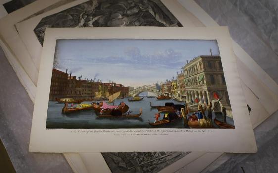 Неизвестный гравер по оригиналу М. Мариеши. Вид моста Риальто в Венеции.  1794