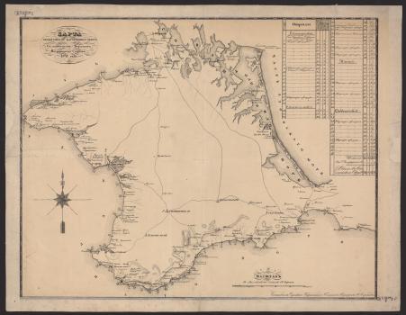 «Карта Феодоссийскаго Карантиннаго округа с означением кордонов Пограничной стражи» 1841 г.