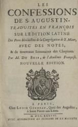 Augustinus, Aurelius. Les Confessions de S. Augustin. Paris, 1737. Page de titre. 