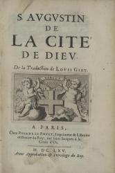 S. Augustin. De la cité de Dieu. Paris, 1665—1667. Page de titre. 