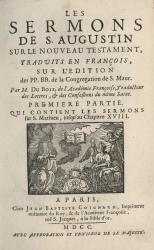 Les Sermons de S. Augustin sur le Nouveau Testament. Paris, 1700. Page de titre. 