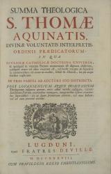 Thomas de Aquino. Summa theologica S. Thomae Aquinatis. Lugduni, 1738. Page de titre. 