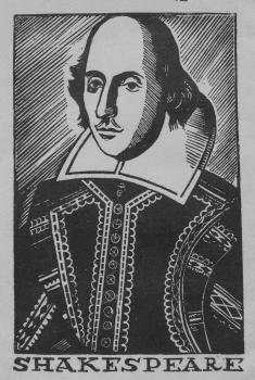 У. Шекспир (1564–1616). Гравюра на дереве В. И. Козлинского