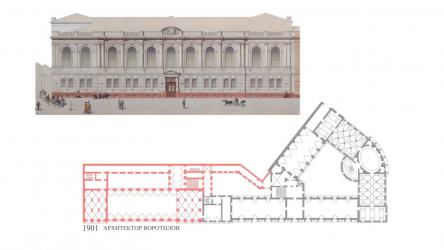 A Drawing of the Extension of Rossi's Building by Vorotilov's Design