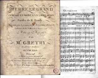 The title-page and the first sheet of the score of the opera by Andre-Ernest-Modeste Gretry 