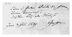 J.W.Goethe's autograph. The Manuscript Department Collections 