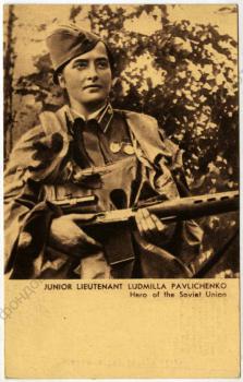 Junior lieutenant Ludmilla Pavlichenko. Hero of the Soviet Union