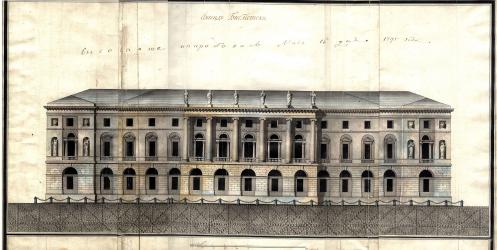 Главный фасад Императорской Публичной библиотеки. Проект Е. Т. Соколова. 16 (27) мая 1795 г.