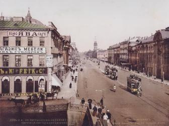 Невский проспект. Вид из ресторана Лежен. 1910 г.
