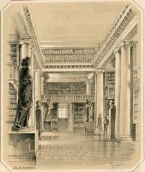 Зал изящной словесности Императорской Публичной библиотеки. Рисунок П. Ф. Бореля. 1852 г.