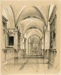 Хранилище рукописей Императорской Публичной библиотеки. Рисунок П. Ф. Бореля. 1852 г.