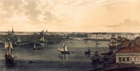 Вид с Васильевского острова на Адмиралтейство и Английскую набережную.