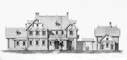 Главный фасад загородного дома Бутурлиных на Каменном острове (1872 г.).