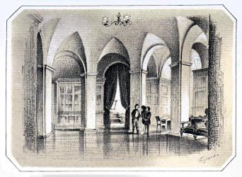 Приемный зал Библиотеки. По рисунку П. Ф. Бореля (1852 г.).
