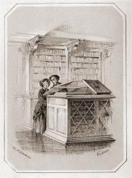 Шкаф-стол, в котором хранились эстампы. <br>По рисунку П. Ф. Бореля (1852 г.).