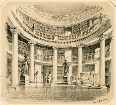 Овальный зал бельэтажа. Художник П. Ф. Борель. 1852 г. 