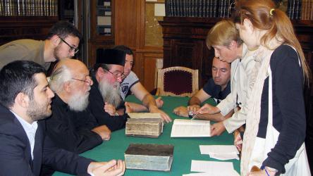 Visit of  Mount Athos' monks to the Manuscripts Department