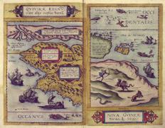 Карты части Северной Америки (сказочная область Кивира) и Новой Гвинеи из мирового атласа Г. де Йоде 1593 г. 