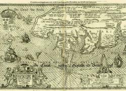 Карта полуострова Корнуолл из атласа Л.Вагенера 1589 г.