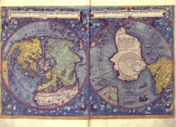 Карты Северного и Южного полушарий из атласа мира Герарда и Корнелия де Йоде “Speculum orbis terrae” (1593).