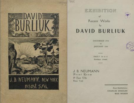 Титульный лист каталога выставки Д. Д. Бурлюка в Нью-Йорке