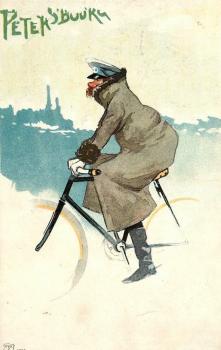 Велосипедист в Петербурге. Открытка 1902 г.