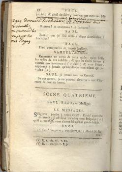 La tragédie <em>Saül</em>, avec des corrections et des commentaires de Voltaire